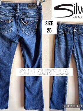 VTG Silver Jeans Womens Jeans Suki Surplus Low Rise Y2K Bootcut Flap Pocket 25